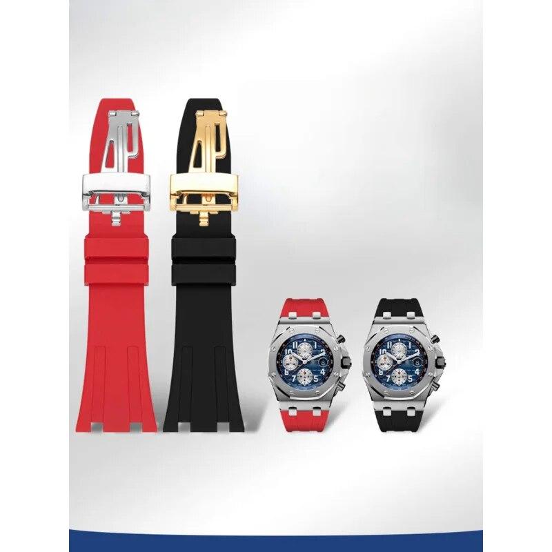 

Для Ap Royal Oak 15400 15500 26331 силиконовый ремешок для часов с вогнутым интерфейсом, дышащий силикон с инструментом, мужской ремешок для часов 27 мм 28 мм