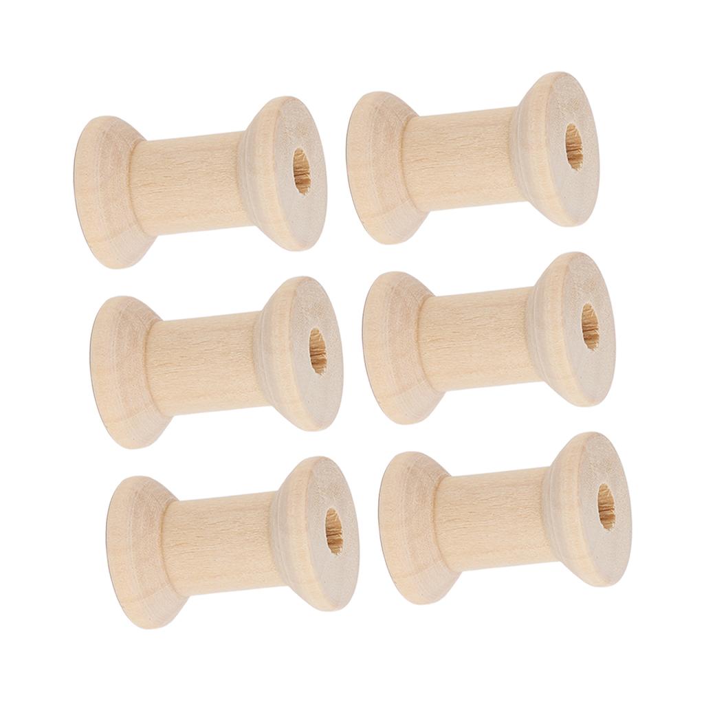 50pcs Wood Spools Polished Recyclable Retro Empty Spools Wooden Thread Spools for Crafts Arts