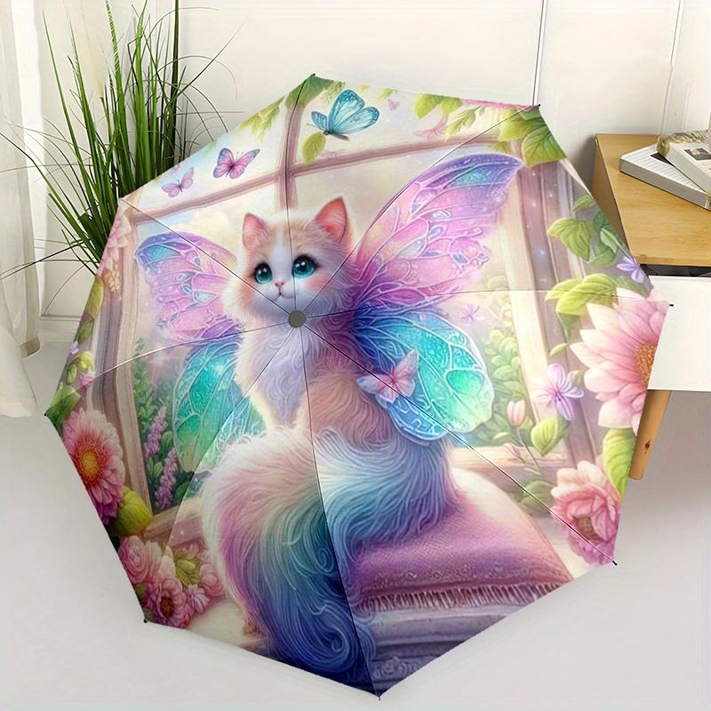 Fairy Cat Fantasy Automatic Folding Umbrella Compact Lightweight For Outdoor Adventurest154