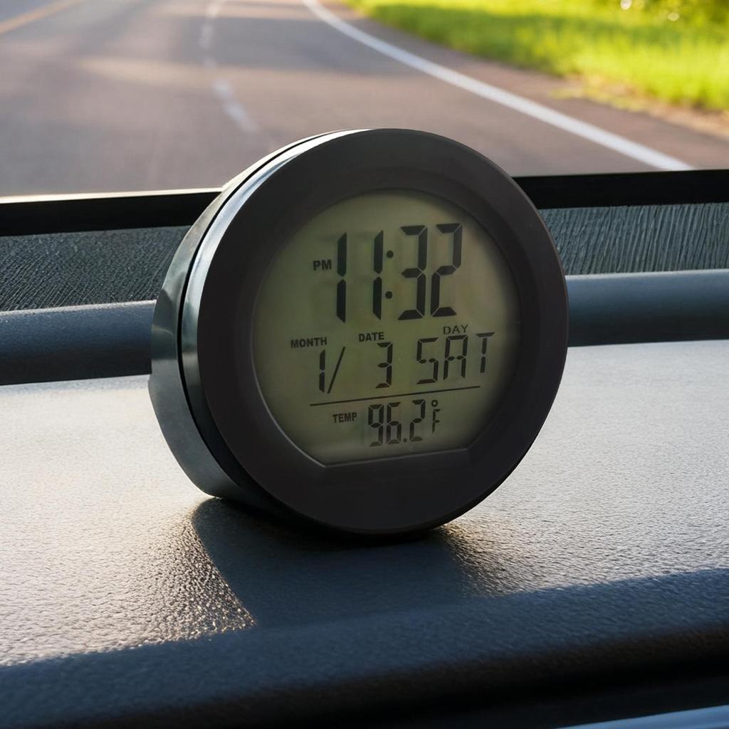 Automotive Solar Car Digital Clock Date Week Thermometer LED Luminous Display for Dashboard Car Clock Interior Calendar