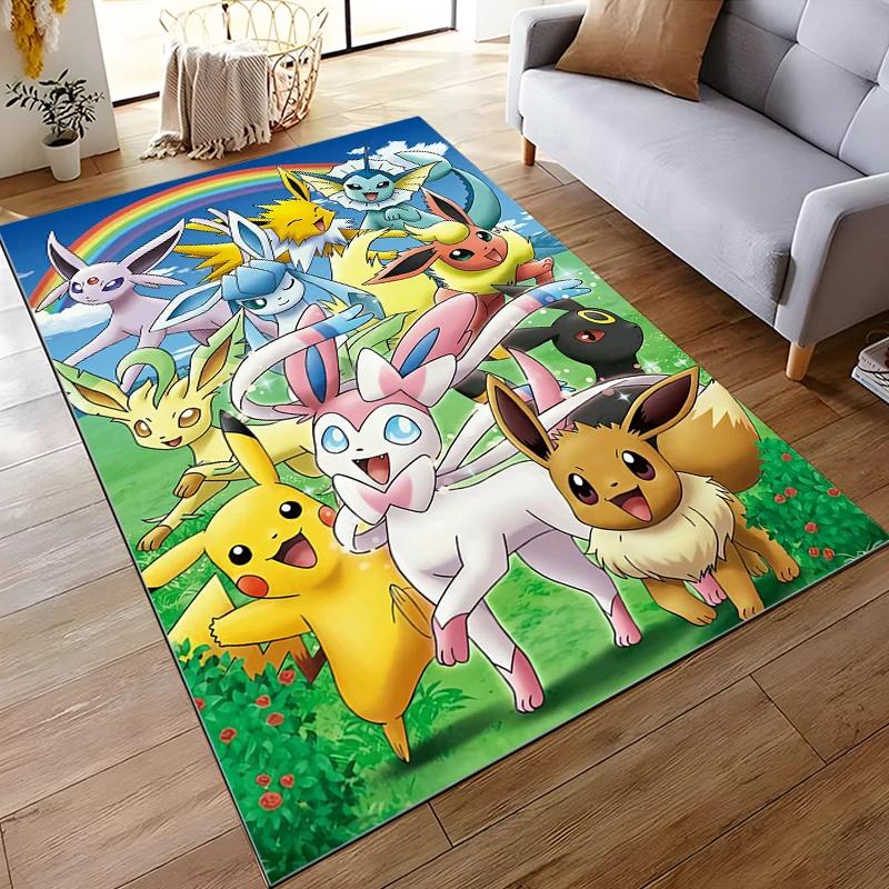 P0kem0n Klasické postavy Pikachu Eevee Potisk Velký koberec Ložnice Obývací pokoj Dětský pokoj Pohovka Rohožka Dětská podlahová dekorace Podložky
