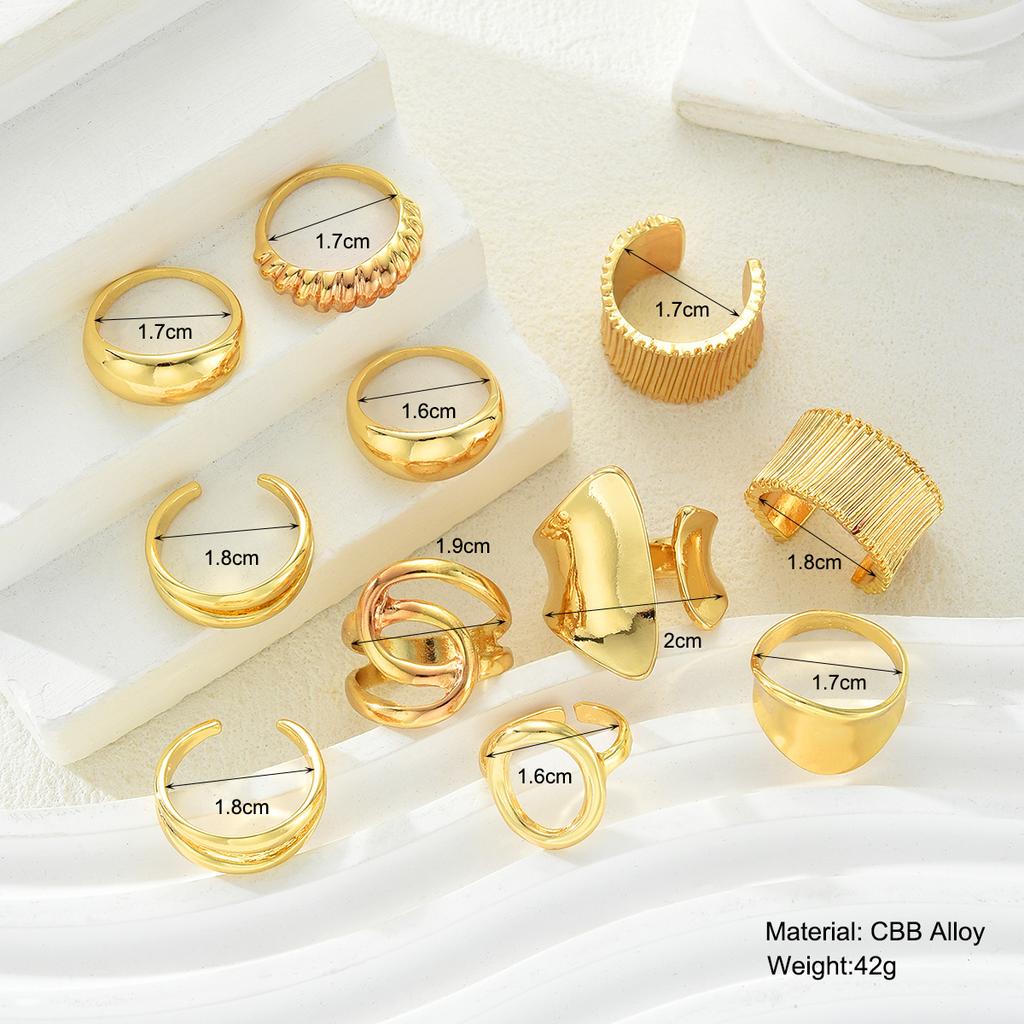 iF ME 11 Piece Irregular Geometric Hollow Out Ring Set Fashion Jewelry Women Trendy Shiny Daily Party Accessory Decorative Gift Idea