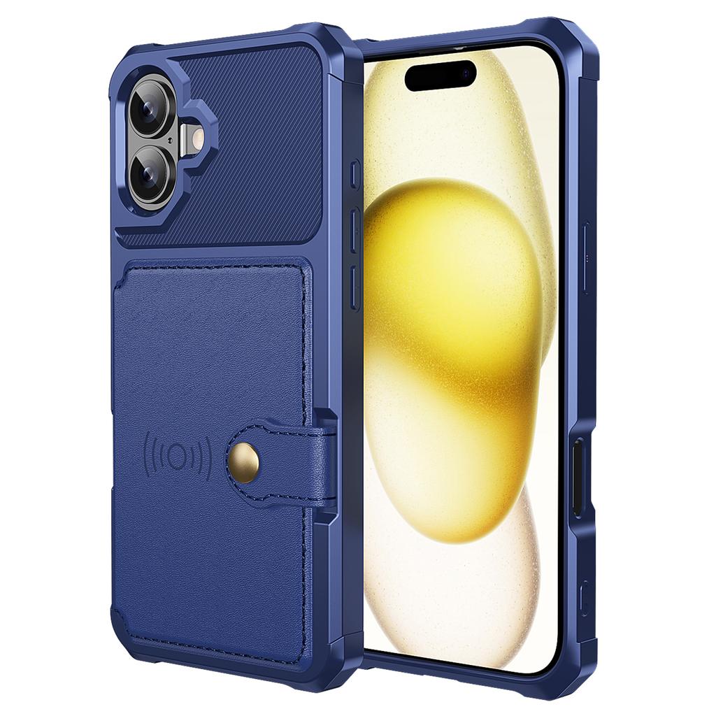ZM03 For iPhone 16 Plus Case with Card Holder PU Leather+TPU Phone Back Cover