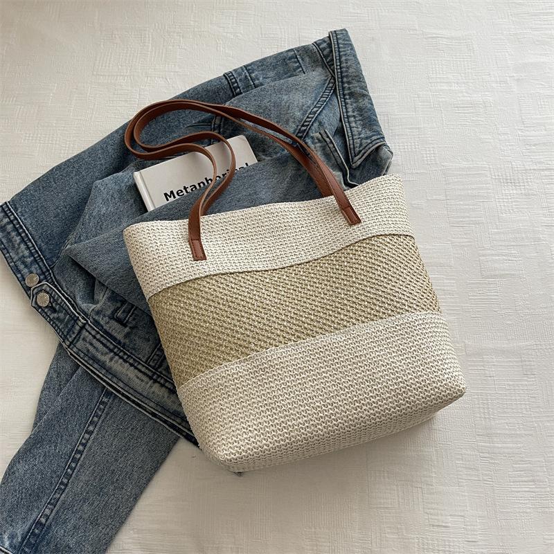 Borsa Tote a Spalla Singola Grande Capacità Casual per Vacanze al Mare Primavera/Estate