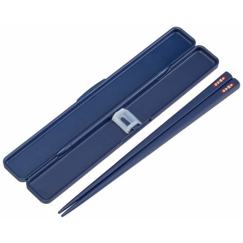 Skater Silver Ion Ag+ Antibacterial Chopsticks and Chopstick Case Set, 19.5cm, Denim, Made in Japan, ABC4AG