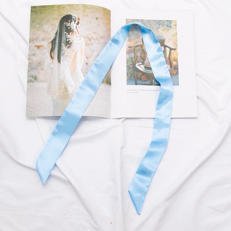 Neuer langer Taschenschal Damen Haarband Damen Accessoires Einfarbige schmale Schals Stirnband Satinband Krawatte Dekorative Taschenschals