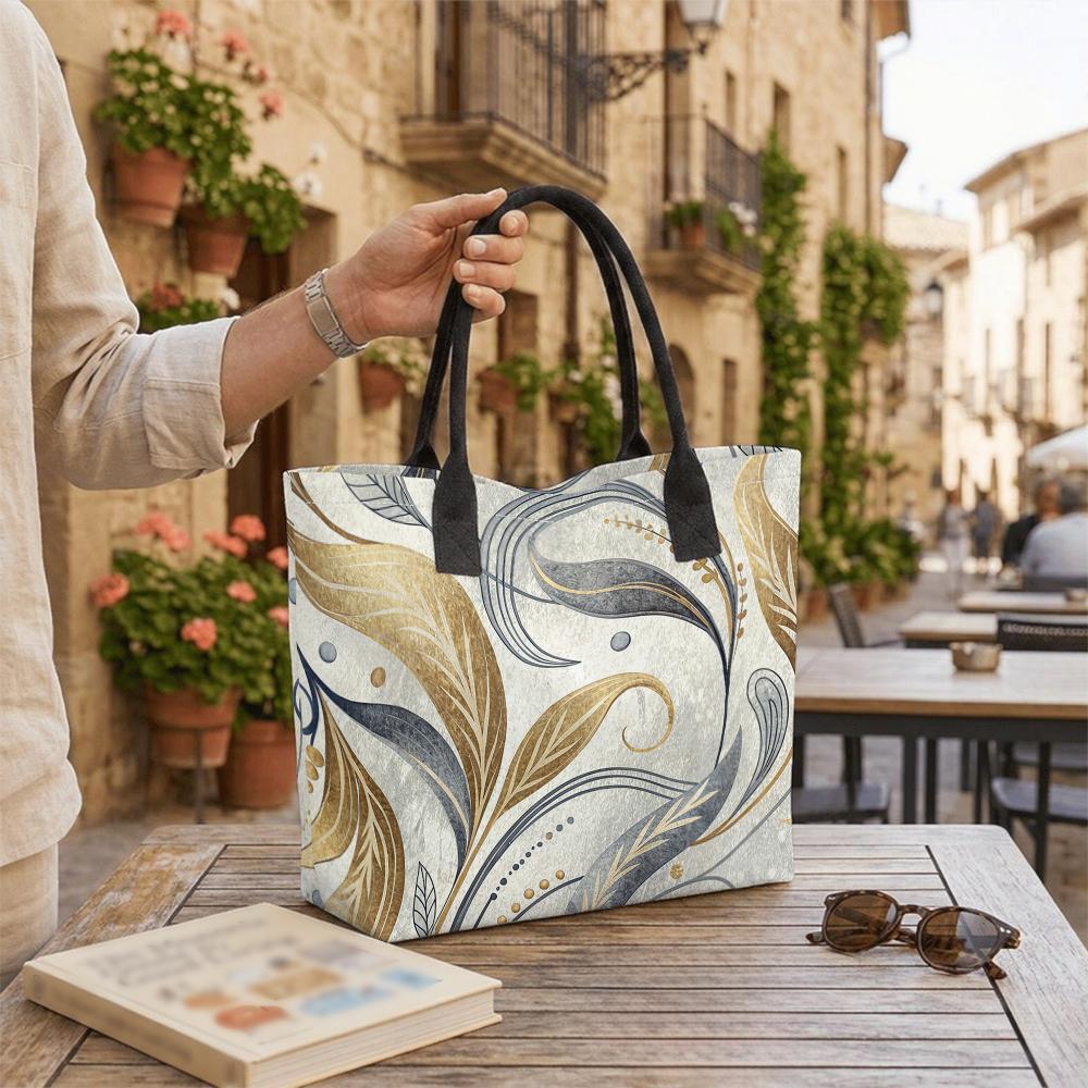 Boho Floral Tote Bag Casual Daily Handbag Lightweight Shopping Purse