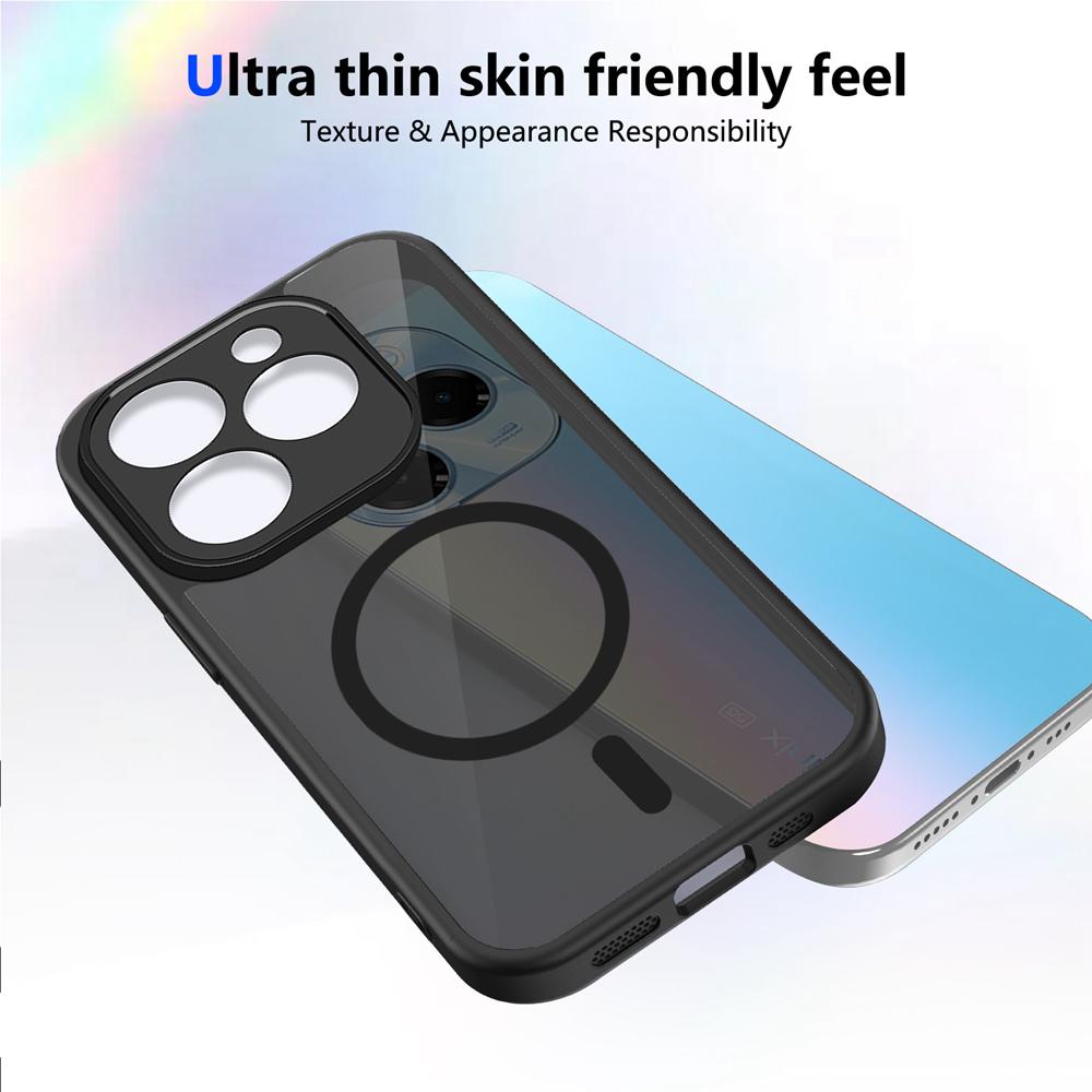 KEYSION Magnetic Phone Case for for Infinix Smart 8 Soft Silicone+PC Matte Translucent Shockproof Back Cover for Infinix Hot 40i