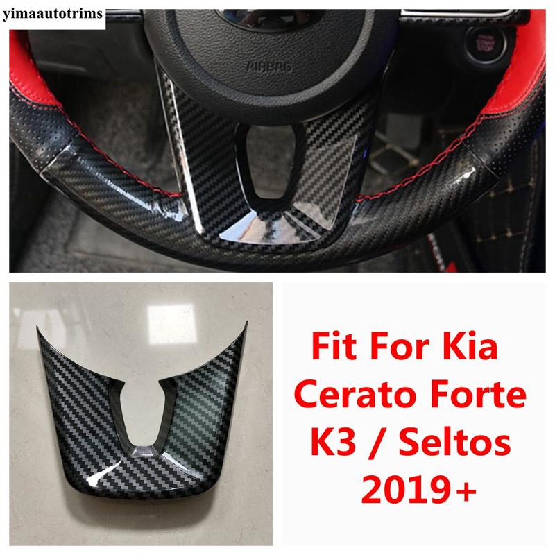 Car Steering Wheel U Shape Frame Cover Trim Fit For Kia Cerato Forte K3 / Seltos  -  ABS Carbon Fiber Style Accessories