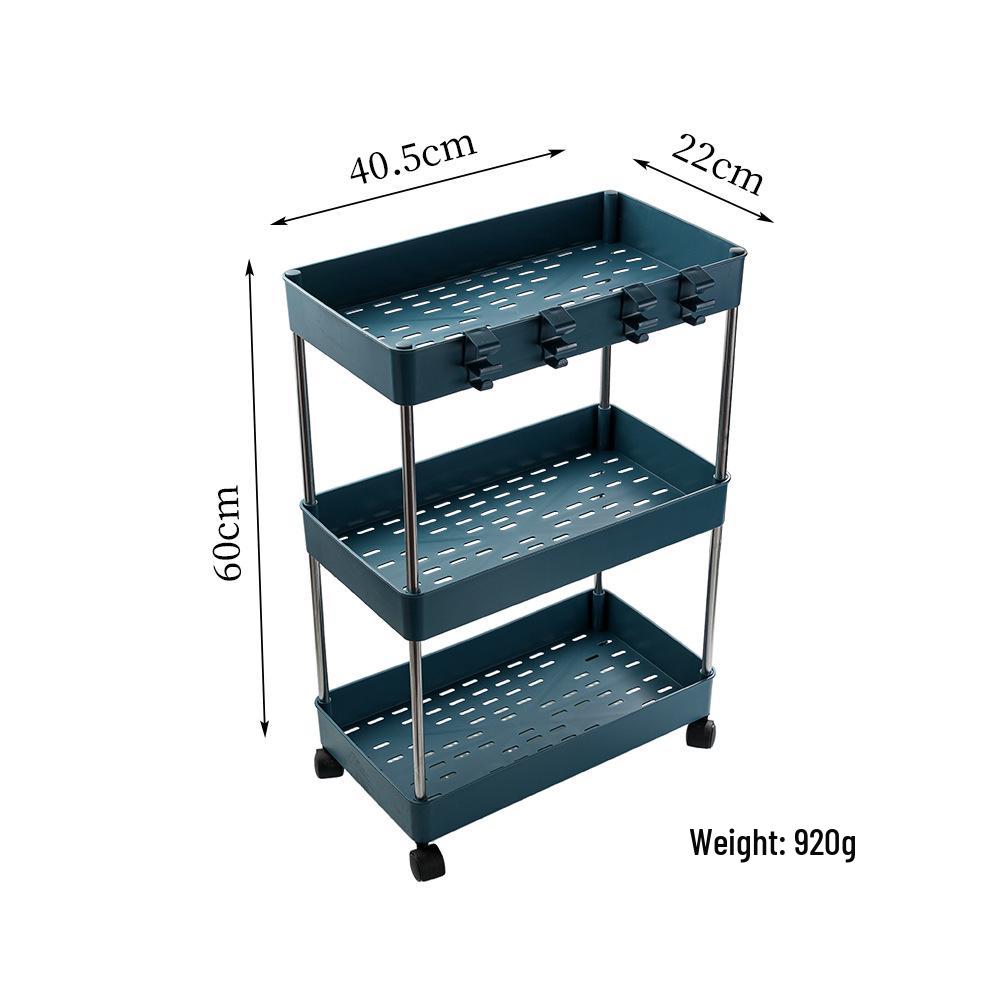 Mobile Multi-layer Floor Storage Rack for Bathroom, Kitchen, and Living Room