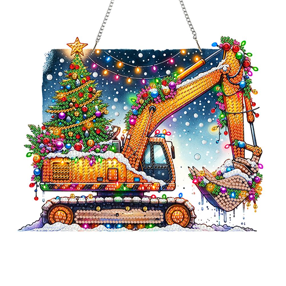 

Acrylic Special Shape Christmas Tree Digger DIY Diamond Art Pendant Kit Diamond Painting Hanging Pendant for Garden Window Decor