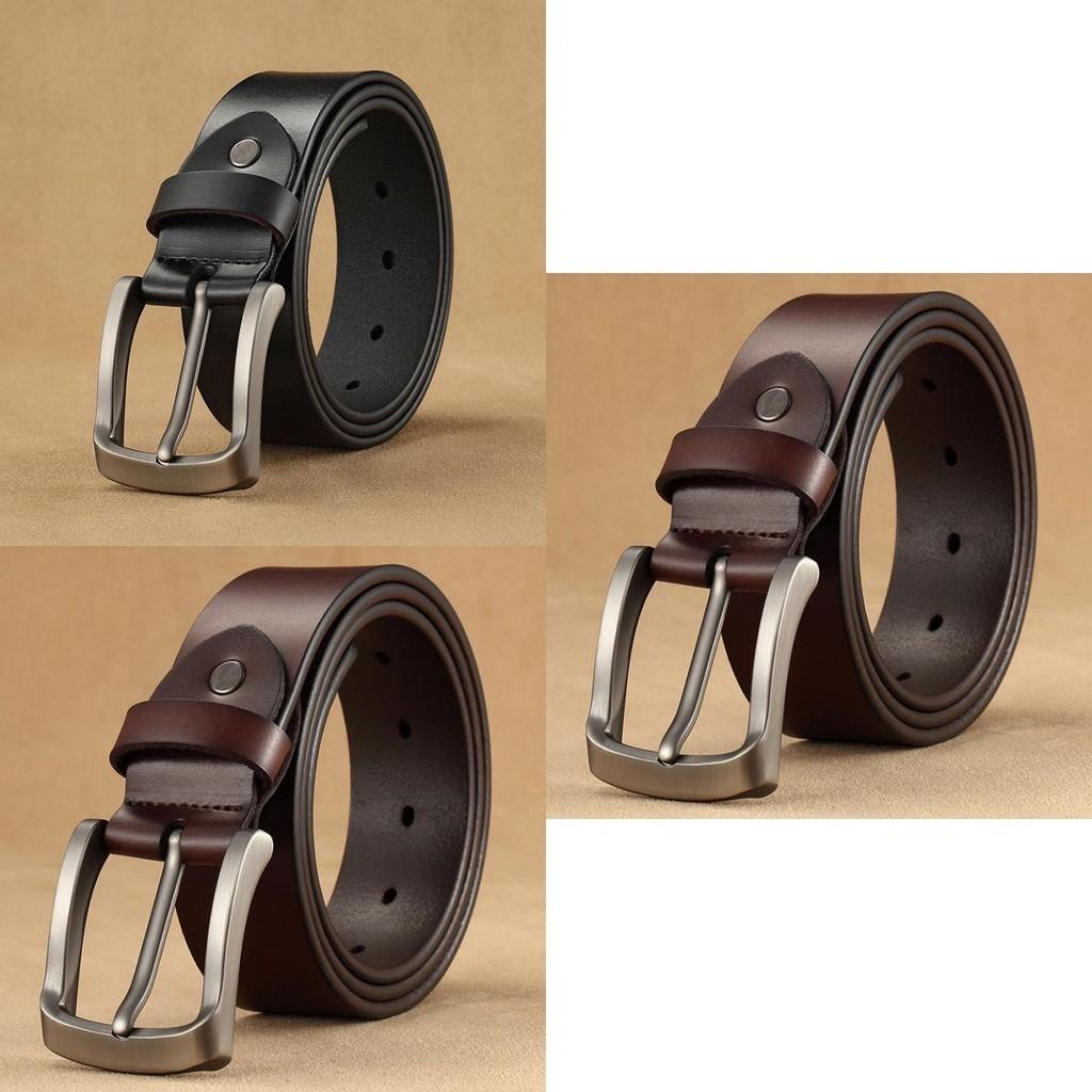 High Quality Men Belt Retro Pin Buckle Genuine Leather Waistband Alloy Buckle Pd401 Brown