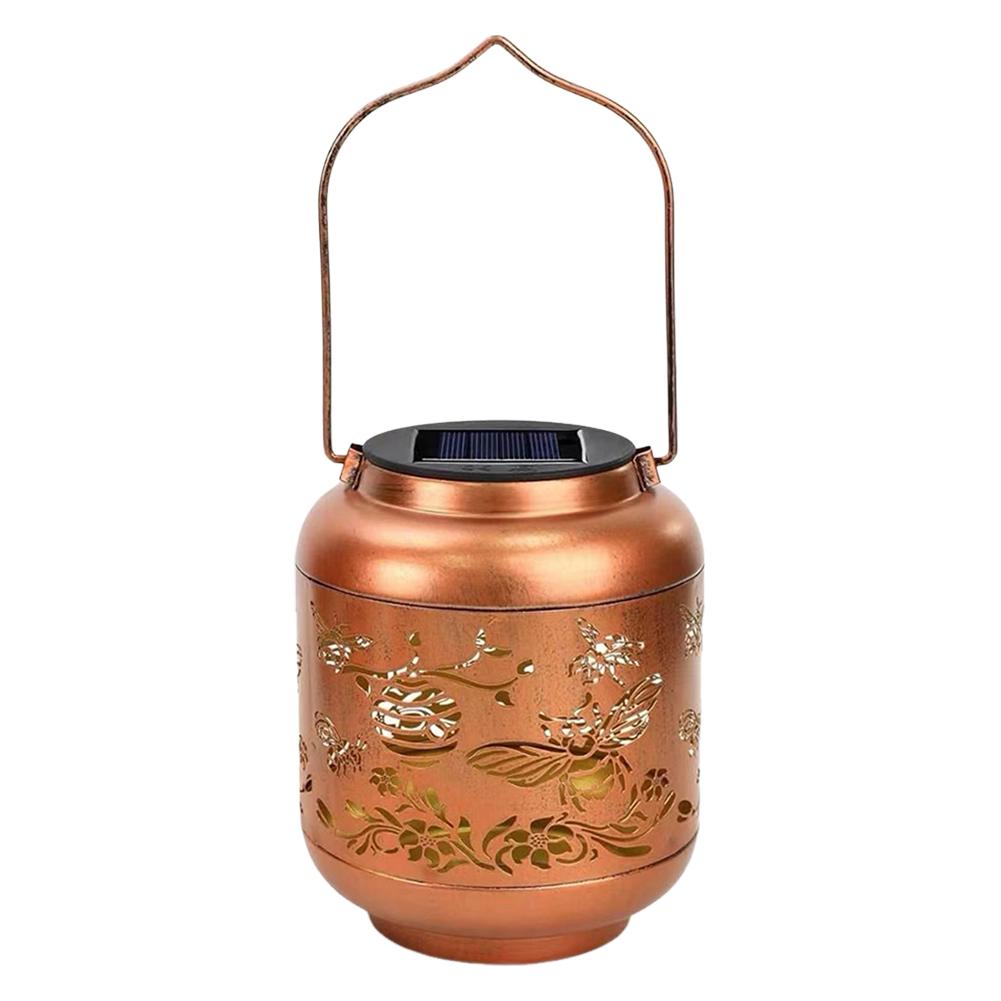 LED Hollow Iron Decor Light Warm Light Wrought Iron Solar Light Hollowed Hanging Light for Patio Yard Lawn Backyard Decor