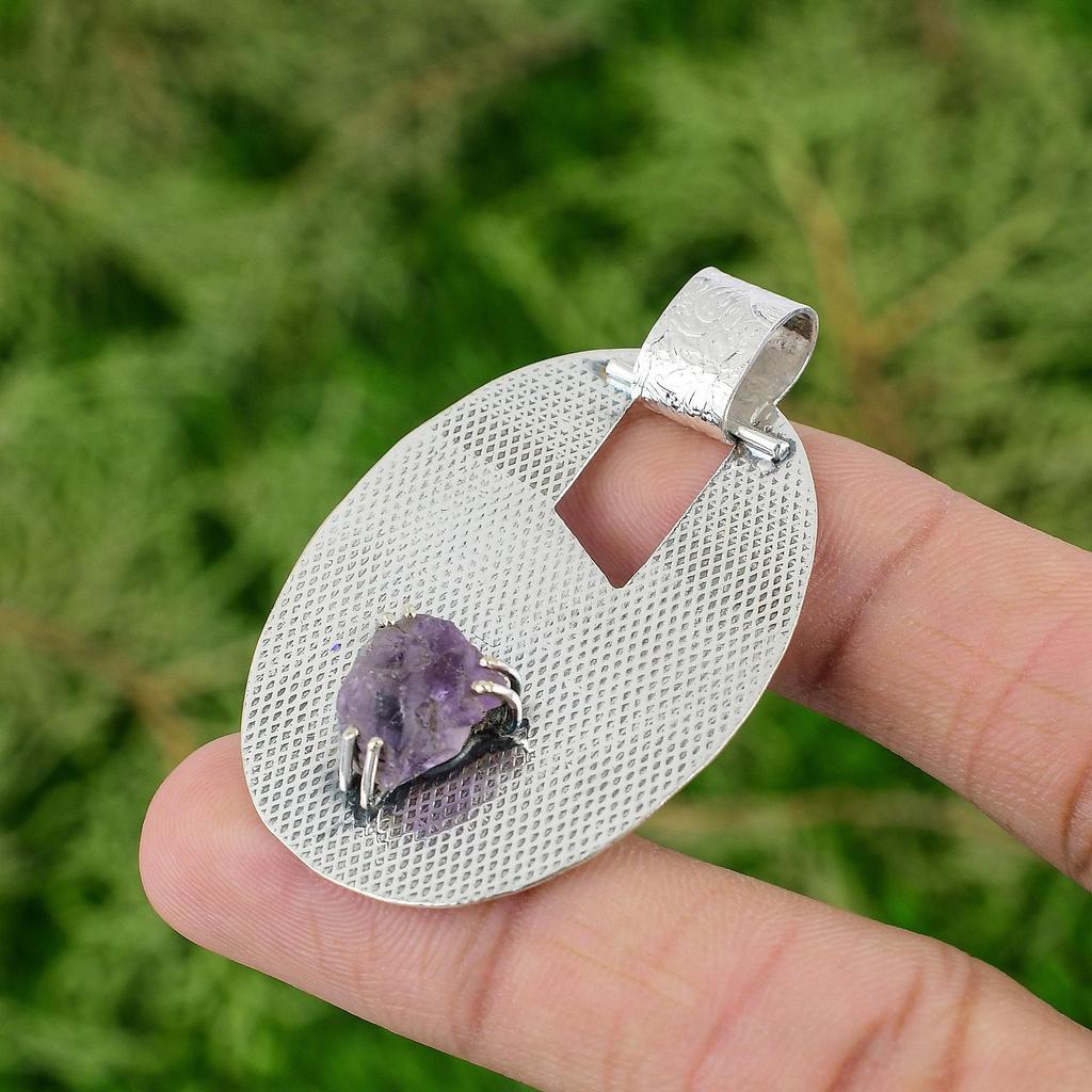 Töchtertag Sale Sterlingsilber Natürlicher Afrikanischer Amethyst Roh Mutter Anhänger