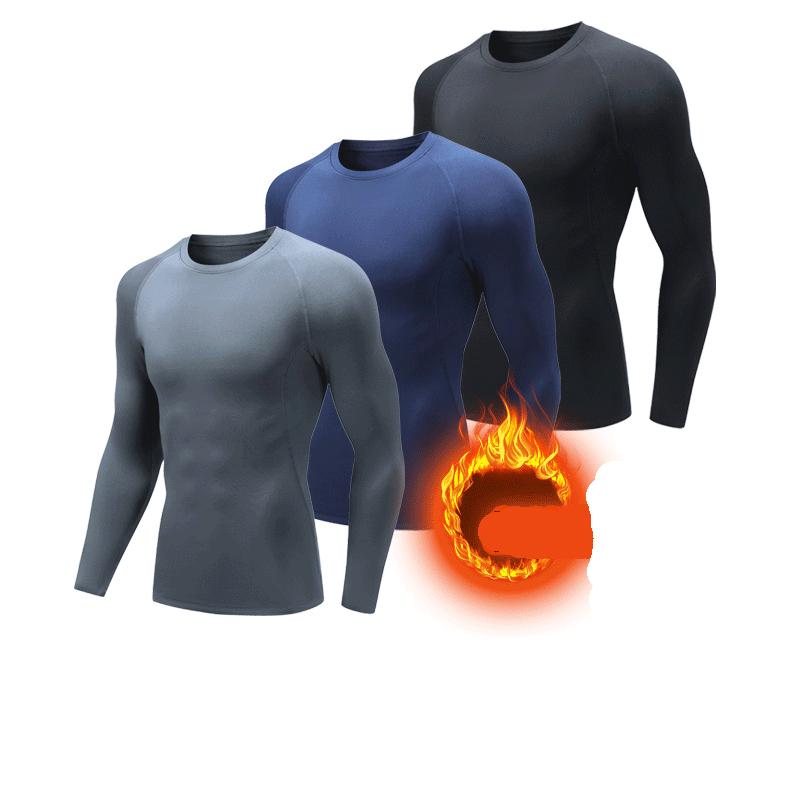 Men Undershirts Men's Winter Thermal Underwear Thin Fleece Elastic Compression Fitness For Winter Sports First Layer Wear
