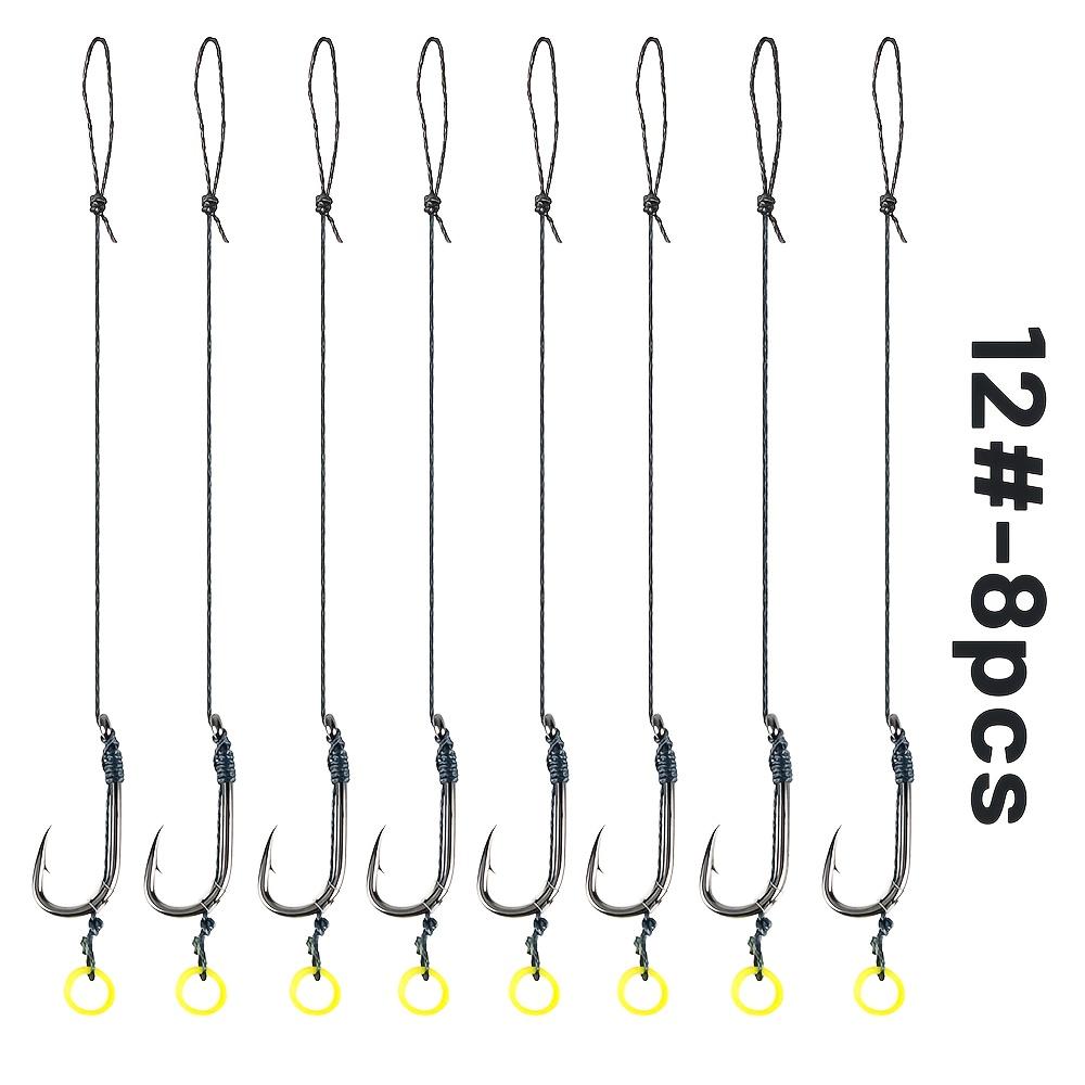 

8pcs Method Feeder Hook Rigs Set | Ready-Tied Carp Fishing Hair Rigs With Bait Bands, Anti-Tangle Leader Hooks For Feeder Bottom Fishing 12#