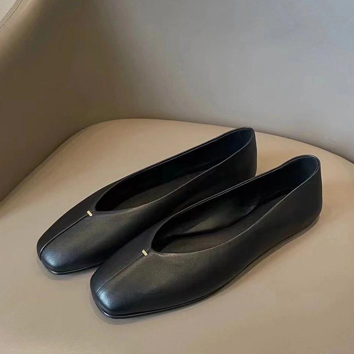 Cowhide version~ Genuine leather retro shallow mouth one-pedal single shoes women's casual versatile flat shoes grandma shoes ballet shoes