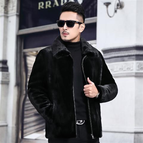 Imitation fur, imitation mink coat, men's leather jacket with fleece and thickening, imitation mink jacket, hooded men's clothing, others