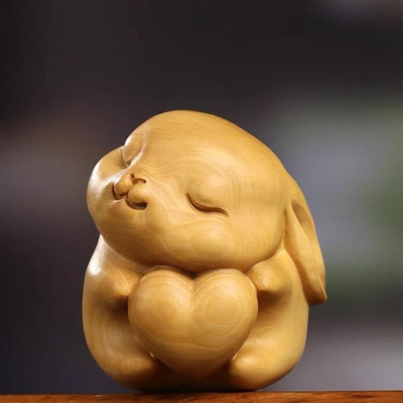 

Дерев яна різьба Знаки Зодіаку Кролик Фігурки Міні Милий Зайчик Любові Настільний Орнамент Декор для Дому Подарунок на День Народження/Новий Рік