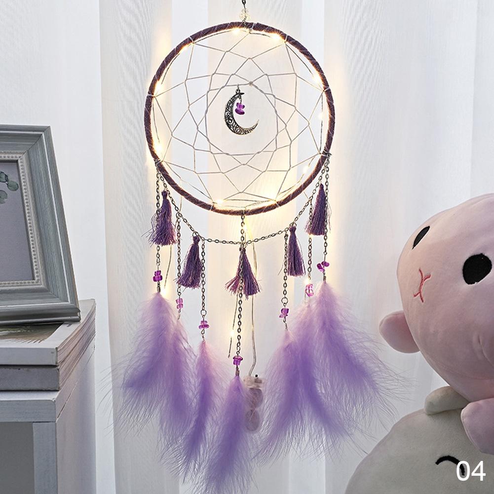 

Горячая светодиодная лампа, летающая подвеска в виде колокольчика, ловец снов, подарок ручной работы, романтический креативный настенный подвесной светильник в виде пера ловца снов