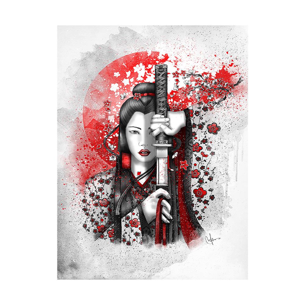 Japanese Zen Ink Painting Art Posters Canvas Paintings Samurai Moon Koi Maid Kanji Wall Art Prints Decoration Kawaii Room Decor