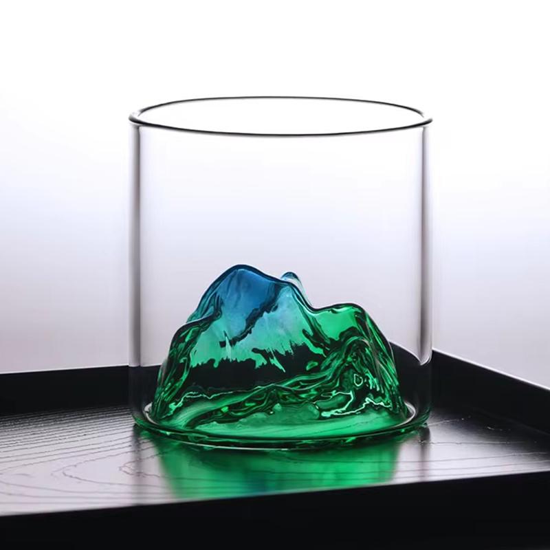 6pcs Set 170ml Vintage Green Mountain View Cup Household Whisky Beer Foreign Wine Glasses Creative Scenic Glass Gift for Friends