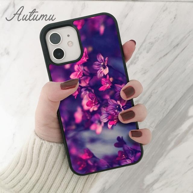 Purple Flower Phone Case for iPhone 11 12 13 14 Pro Max Mini X XR XS SE 2020 5 6S 7 8 Plus Samsung Galaxy S21 S22 Cover Shell