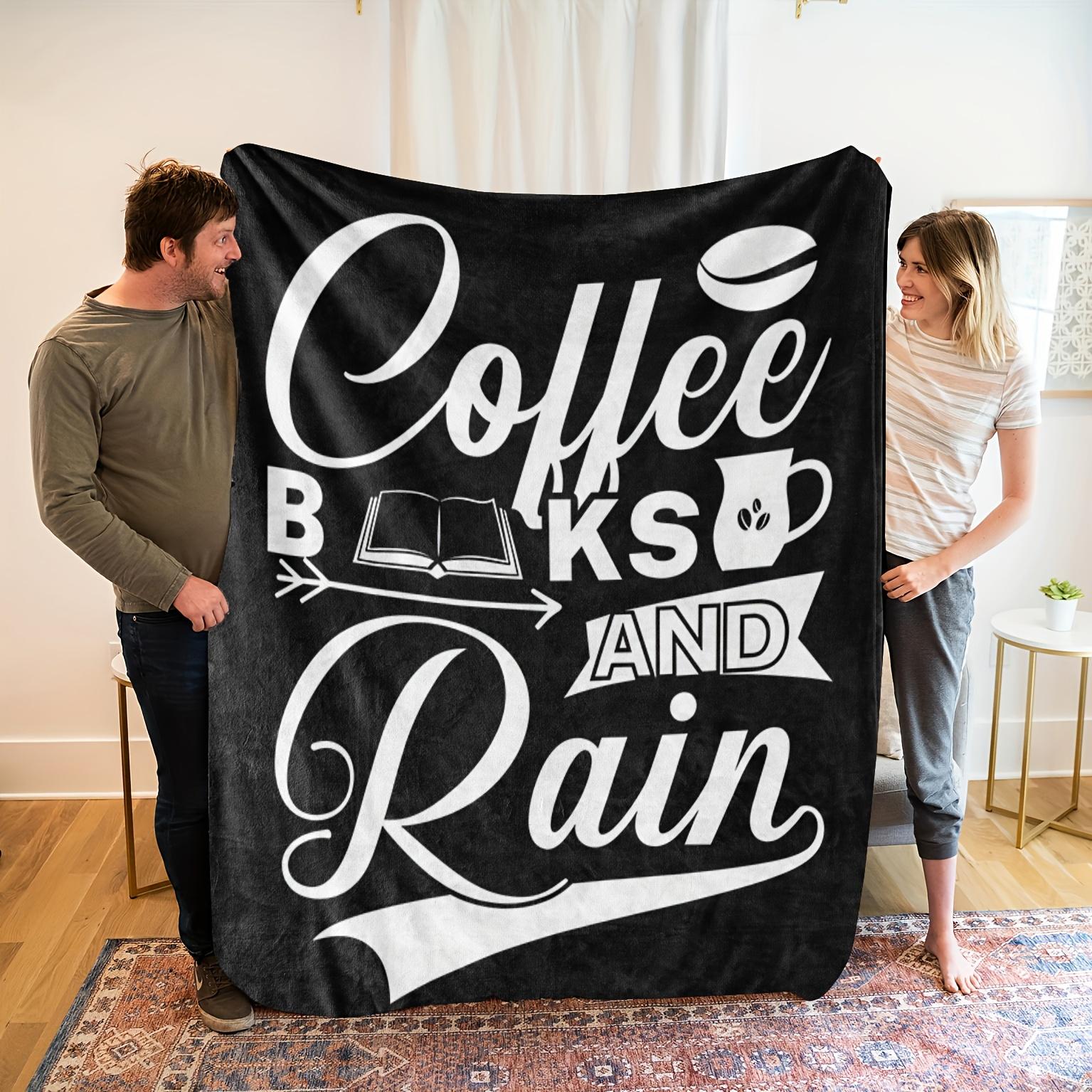 

Cozy Coffee, Books & Rain Flannel Throw Blanket - Soft, High-Definition Print, Black & White, Perfect for All Seasons, Ideal G 130x150cm51x59in