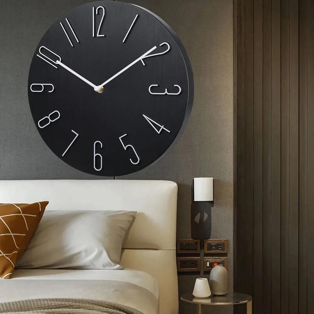 3d Digital Nordic Simple Wall Clock 8-inch Silent, Non-ticking, Punch-free Fashion Wall Clock for Kitchen Bedroom Study