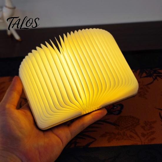Dekoratives Nachtlicht Tragbares LED-Buchlicht, Holz-Magnetisch Faltbare Lampe mit Stufenloser Dimmung, USB-Laden Wiederaufladbar Warmes Ambiente