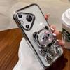 Cute Bear Bracket Plating Phone Holder Case for Huawei Pura 70 Plus Pura70 Ultra Honor Magic6 Magic 6 5 4 3 Pro Stand Cover