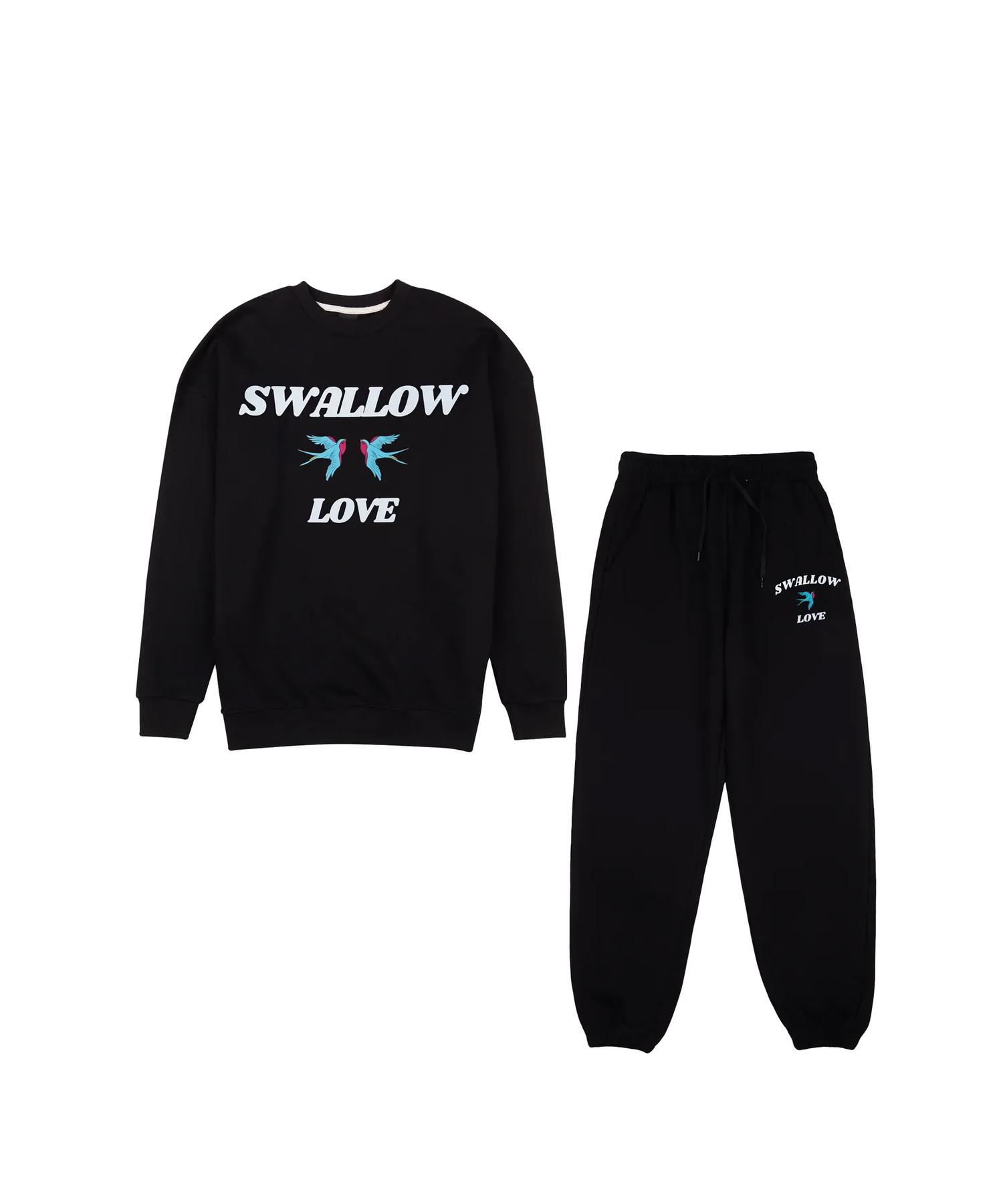 Cream Soda Lab Swallow Love Twin Sweatshirt Training Set Black M