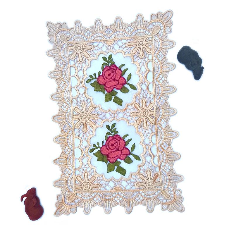 Color embroidered tablecloth, curtain sofa cloth sticker accessories, embroidered fabric accessories, rectangular hollow lace pad 44*28CM