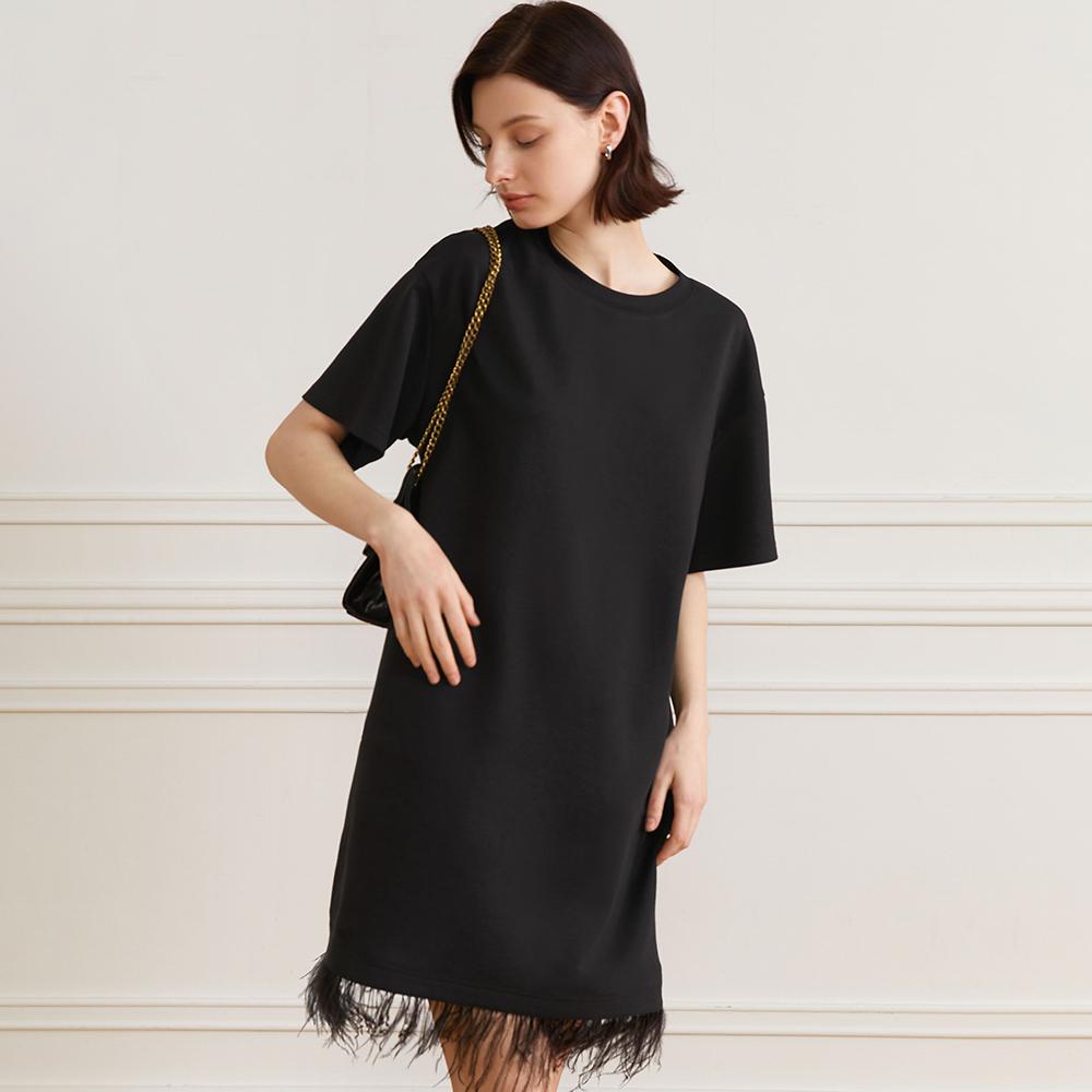 Waiwaiaiem Yy_Fringed Loose-Fit Dress_Black
