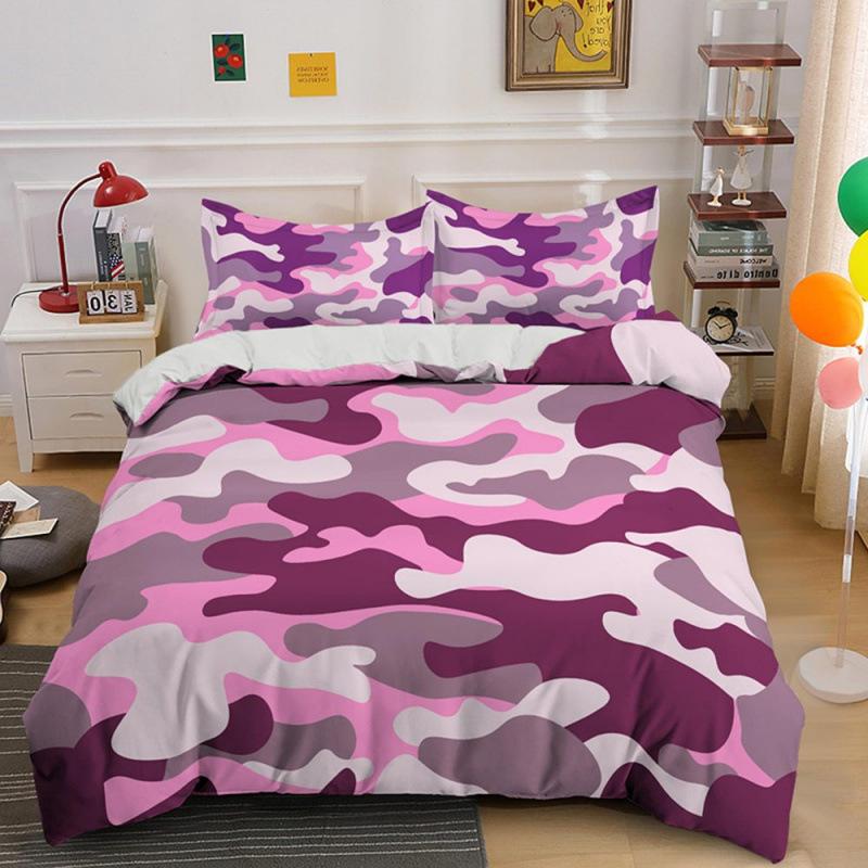 Fashion Camouflage Pattern Three-Piece Set Geometric Plaid Bed Sheet Quilt Cover Pillowcase Bedding Kit