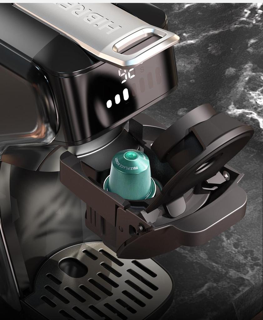 HiBREW H1B Pods Coffee Maker, 600ml Water Tank, 20 Bar Pressure Extraction, Cold/Hot Mode, LED Indicator