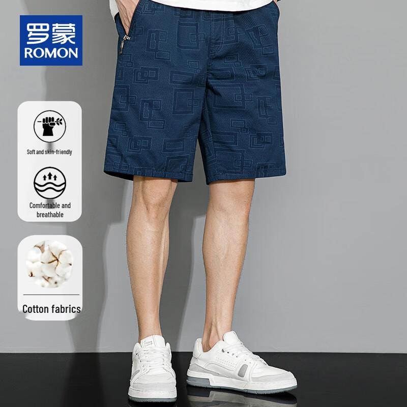 ROMON Men's Summer Cotton Casual Shorts