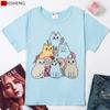 6 Cats Funny Cartoon Graphics Print Women T Shirt Ladies Short Sleeve O-Neck T-Shirt 5 Colors Harajuku Tee Shirt