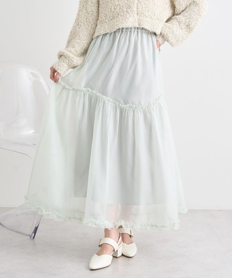 Earth Music Ecology Organza Frill Hem F & Skirt, Skirt, Women's, 01000161800, Mint,
