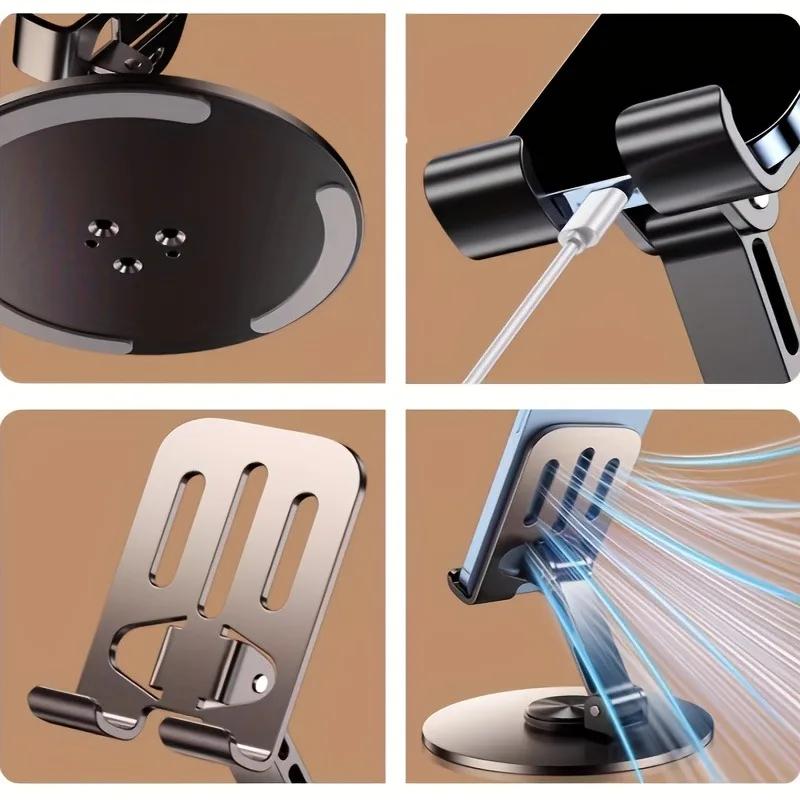 1 360 Degree Rotating Mobile Phone Stand - mobile Phone and tablet - Metal Foldable Stand Including Stand and Stand Base
