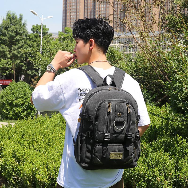 Vintage Canvas Backpack Women'S Outdoor Backpack Male Middle School Student Casual Schoolbag Large Capacity Computer Bag
