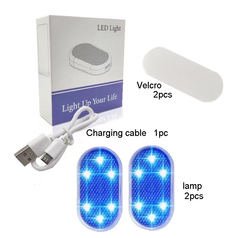 

2pcs LED Car Roof Lights - Wireless Magnetic, USB Rechargeable, Blue & Pink Starry Design - Fits RVs, Autos & Homes