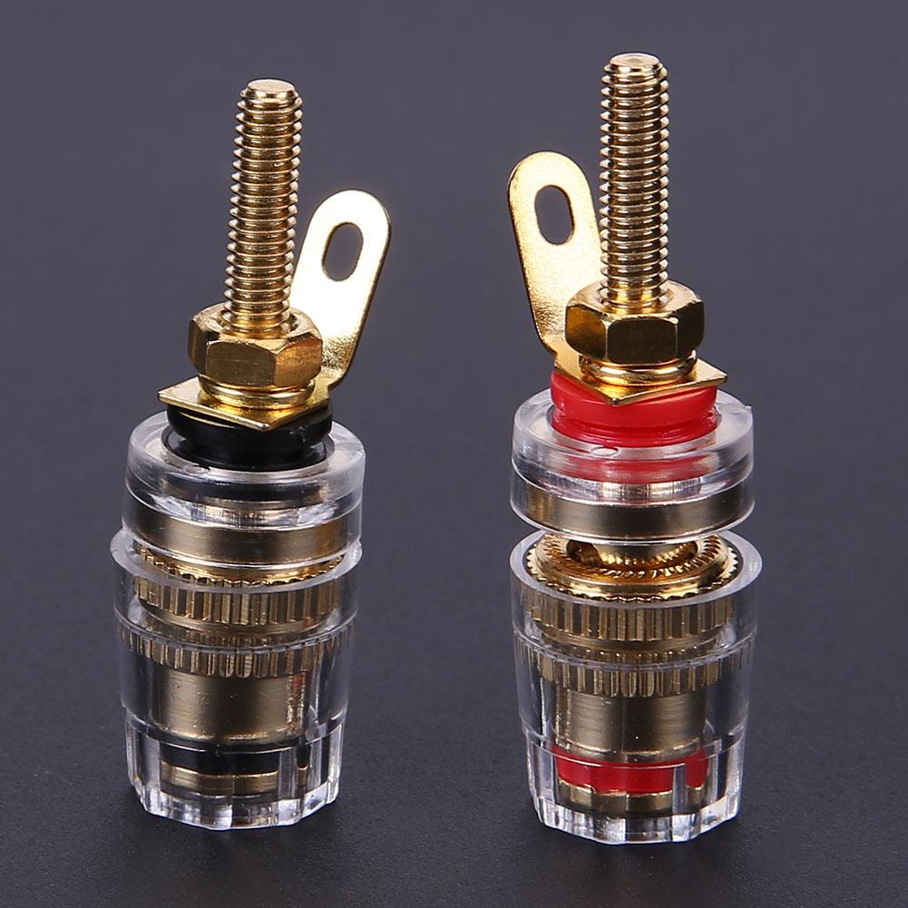 2PCS 4mm Banana Socket Gold Plated Binding Post Nut Banana Plug Jack Connector Clear Speaker Jack Adapter Socket Brass Terminal