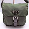 PRADA Tessuto Nylon Shoulder Messenger Bag Crossbody Khaki Dark Green Triangle Logo Plate