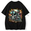 New Japanese Trendy Brand Skull Pirate Short-sleeved T-shirt Large Size Locomotive Printing Pure Cotton Men's Clothing