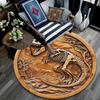 Dinosaur Fossil Relief Round Area Rug,Carpet Rug for Living Room Bedroom Sofa Playroom Decor,Non-slip Floor Mat