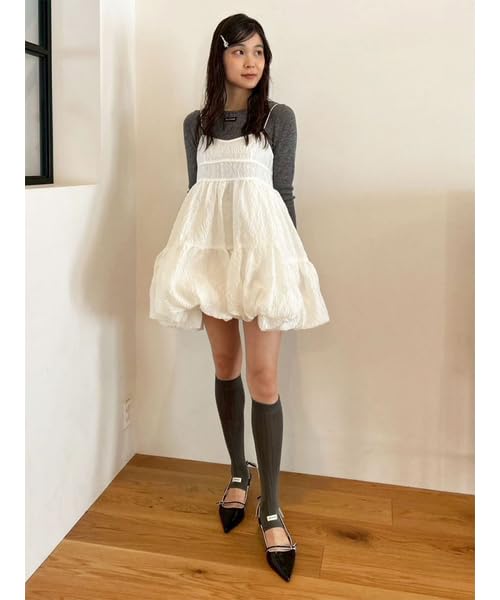 Sheer Jacquard Mini Dress LWFO255033WHTF