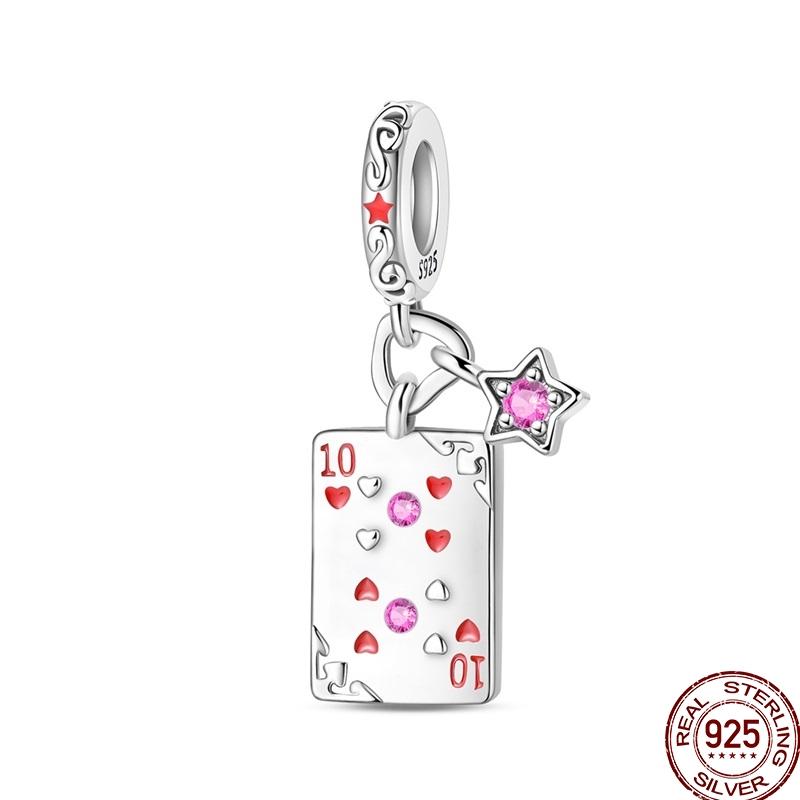 Original Charms Copper Poker Kitty Charms Bead Heart Marry Pave Zircon Fit 3Mm Bangle Bracelet Jewelry Gifts Making