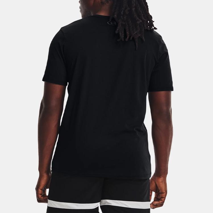 Under Armour Letter Print Crew Neck Short Sleeve T-Shirt Men Tops Black 1370234-001