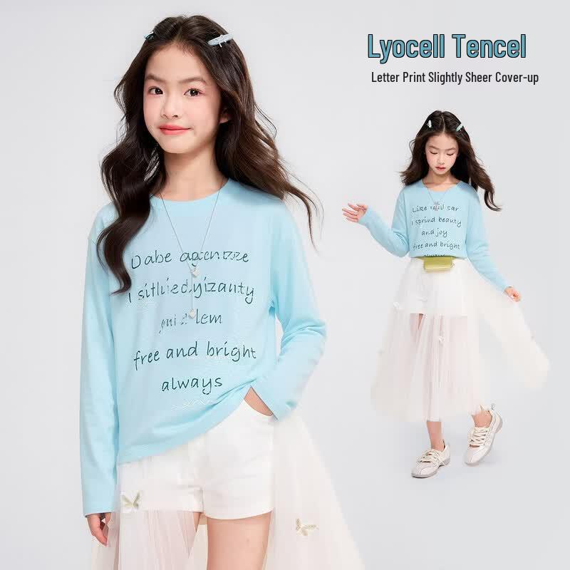 Girls  Tencel Letter Print Long-Sleeve T-Shirt 170